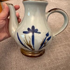 Handcrafted Ceramic Teapot with Blue Floral Design